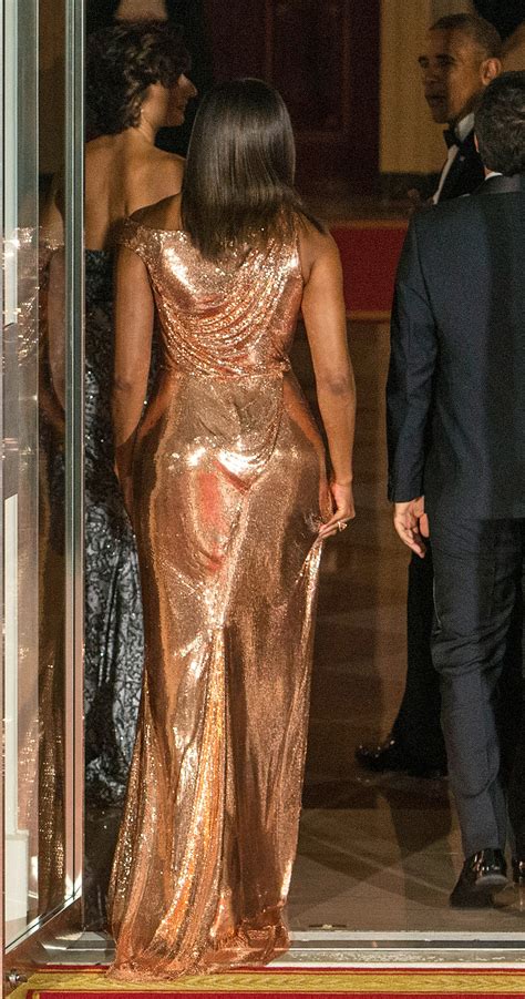 michelle Obama rose gold dress